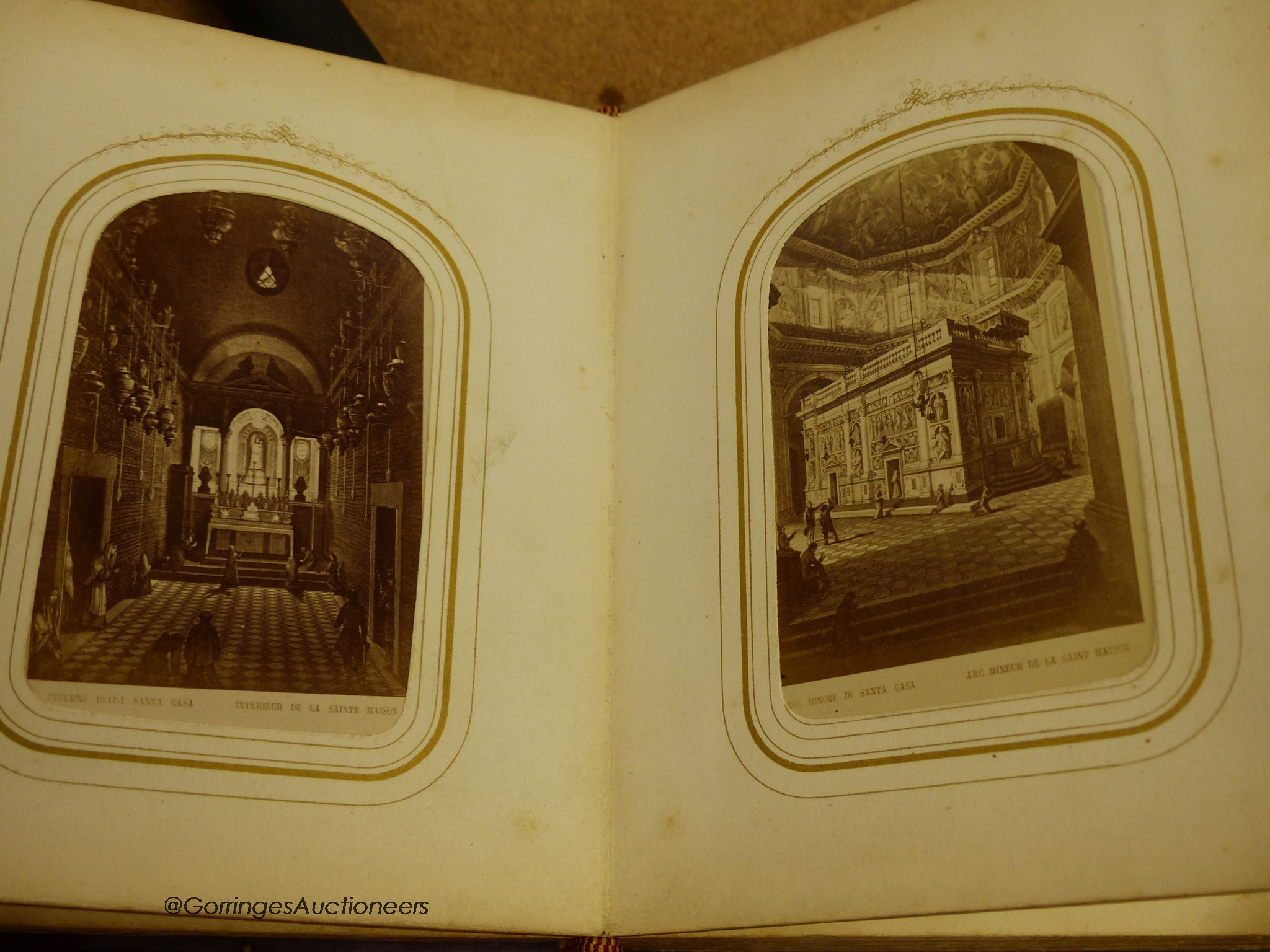 A silver mounted leather writing case, box, a photograph album and Ambrotype.